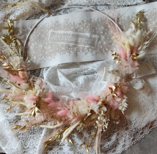 Couronne blanche, rose et doré – Image 3